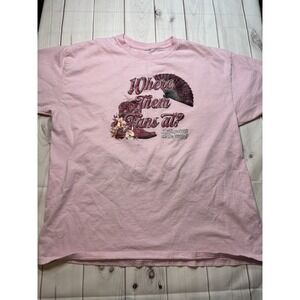 Women Boots On The Ground Graphic Tshirt Medium Pink Where Them Fans At Tee
